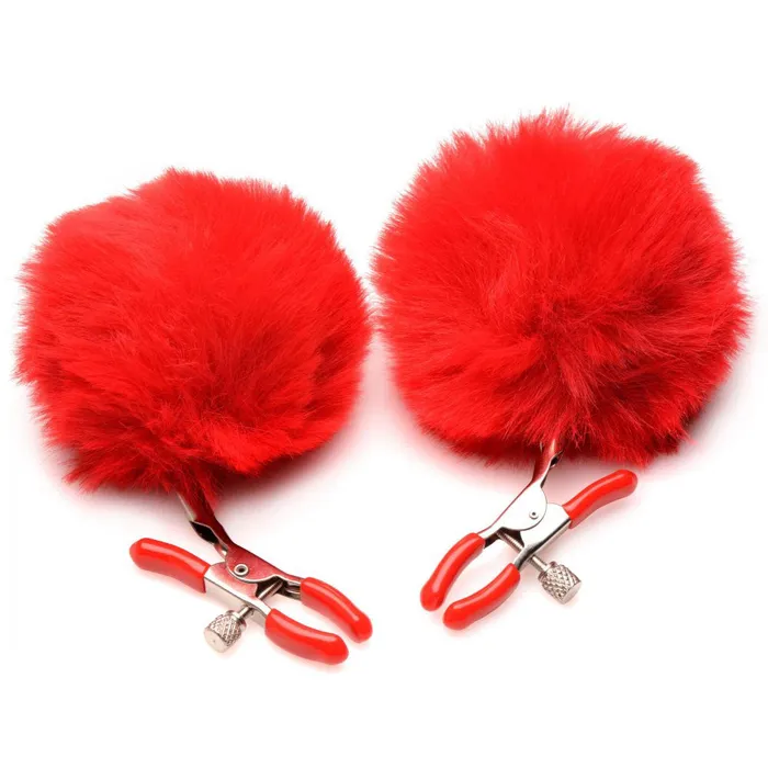 Vibrators XR Brands Charmed Pom Pom Nipple Clamps Red