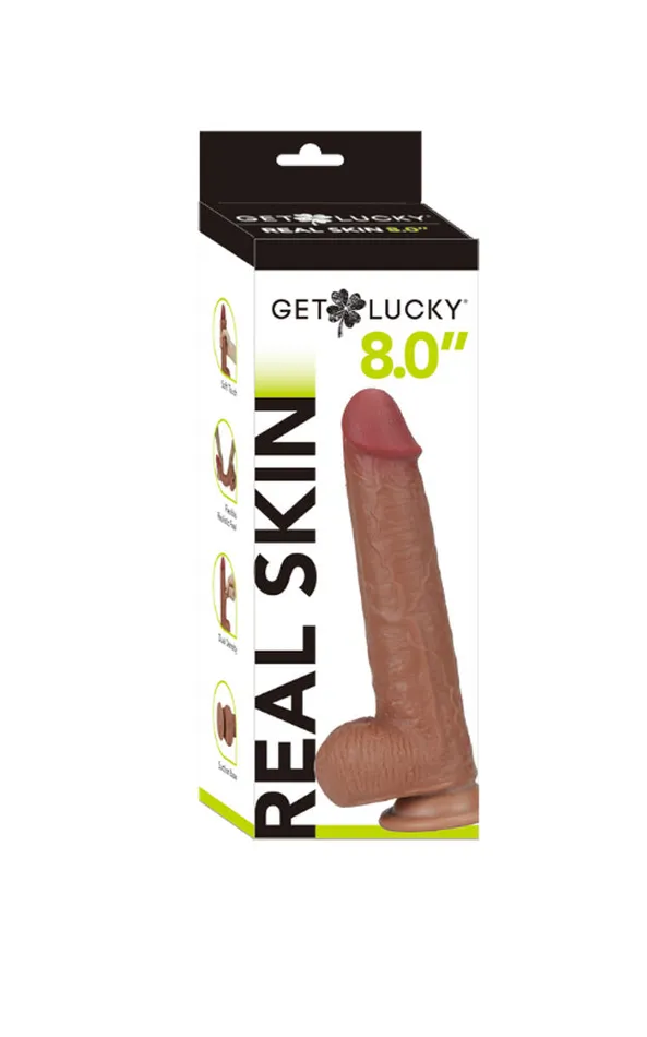 Voodoo Toys Get Lucky 8 Inch Real Skin Dildo Light Brown Dildos