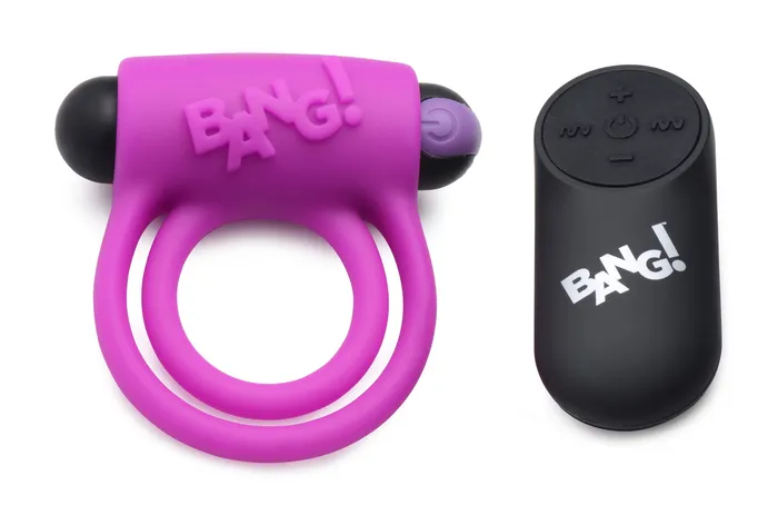 XR Brands Bang Male Sex Toys Bang Silicone Cock Ring and Bullet With Remote Control Purple XR Brands Bang Male Sex Toys Bang Silicone Cock Ring and Bullet With Remote Control Purple