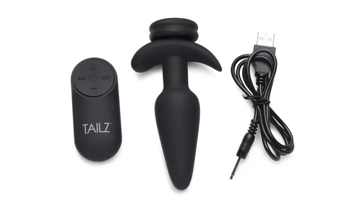 XR Brands Tailz Male Sex Toys Interchangeable 10x Vibrating Small Silicone Anal Plug With Remote