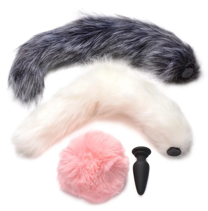 XR Brands Tailz Male Sex Toys Snapon Silicone Anal Plug and 3 Interchangeable Tails XR Brands Tailz Male Sex Toys Snapon Silicone Anal Plug and 3 Interchangeable Tails